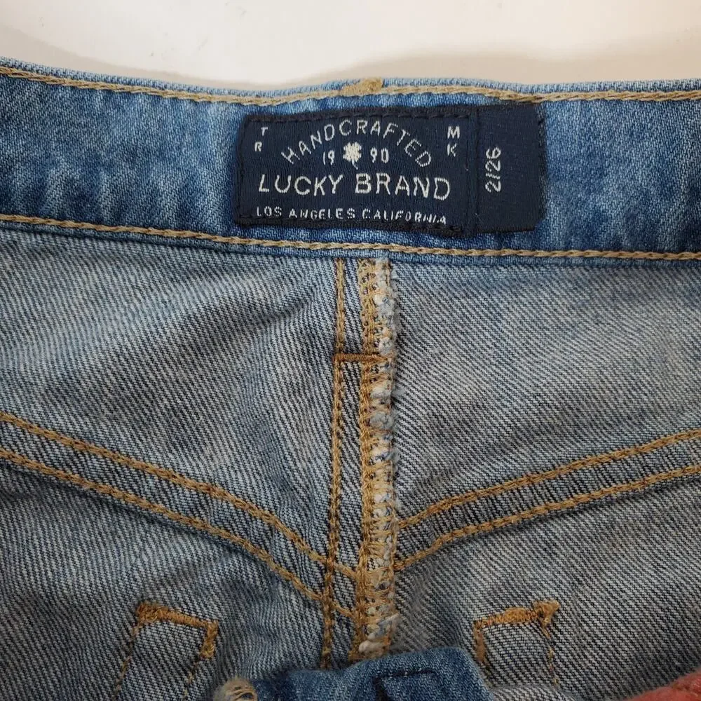 Lucky Brand Denim Jean Womens High Pencil Skirt Size 2/ 26 Light Wash Raw Hem